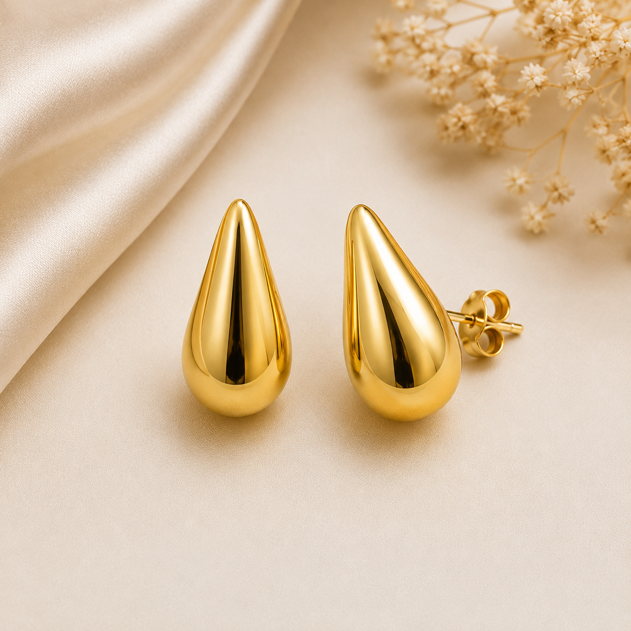 Elegant Gold Teardrop Stud Earrings for Women