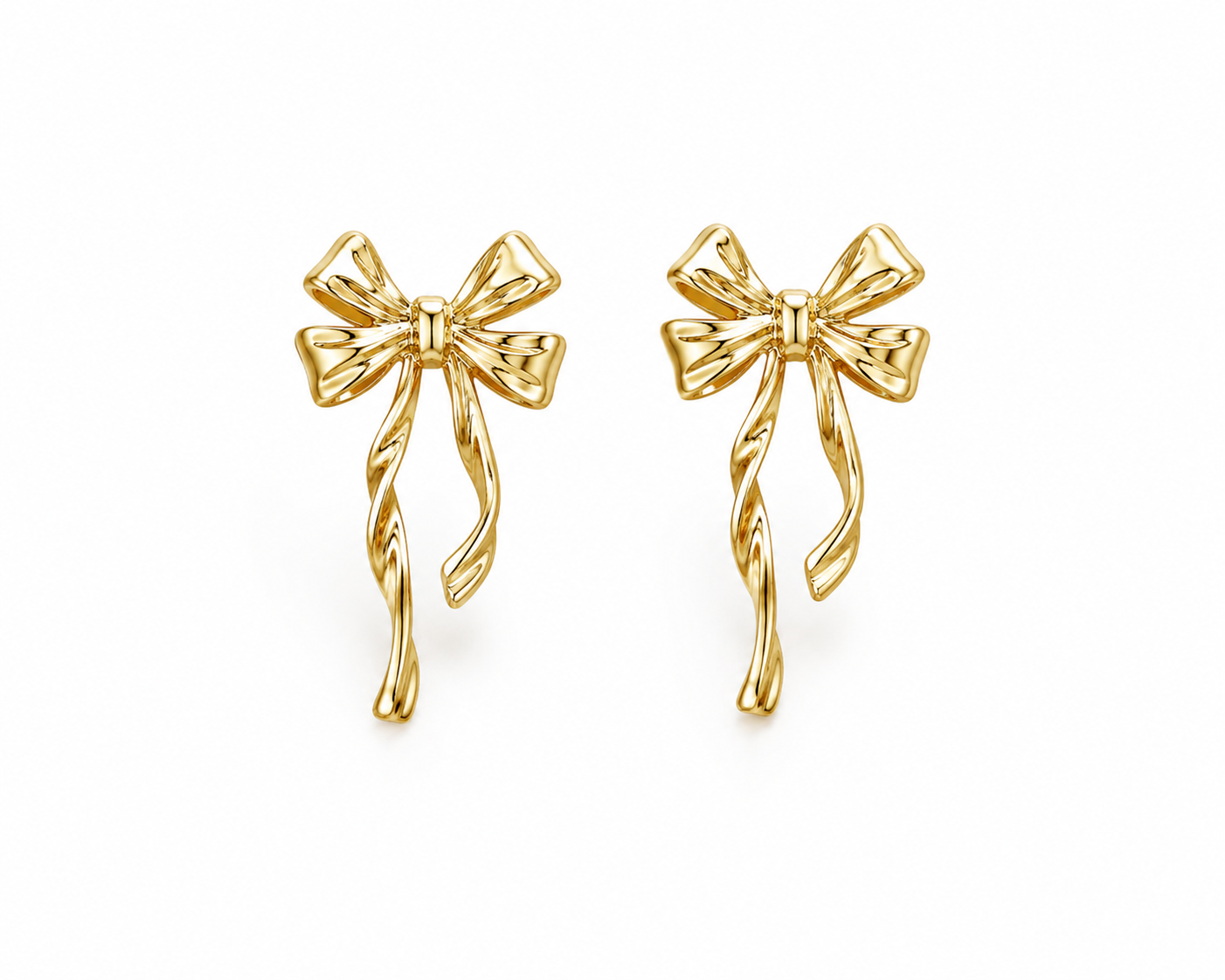 Elegant Twisted Bow Gold-Plated Drop Earrings for Women