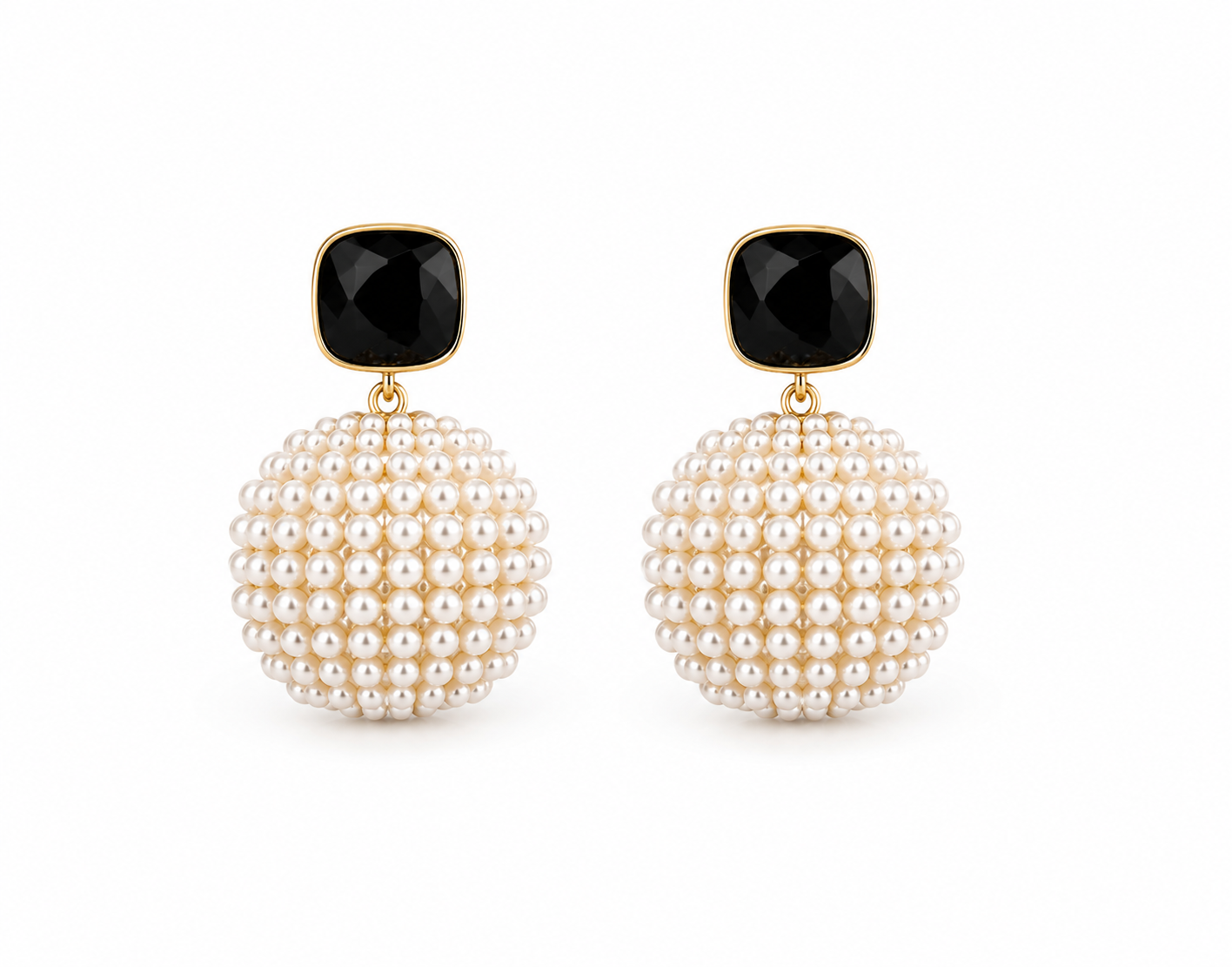 Elegant Pearl Disc Drop Gold-Plated Earrings for Women