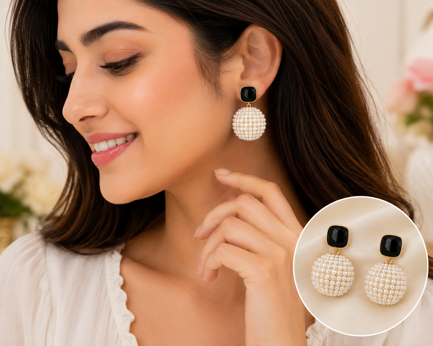 Elegant Pearl Disc Drop Gold-Plated Earrings for Women