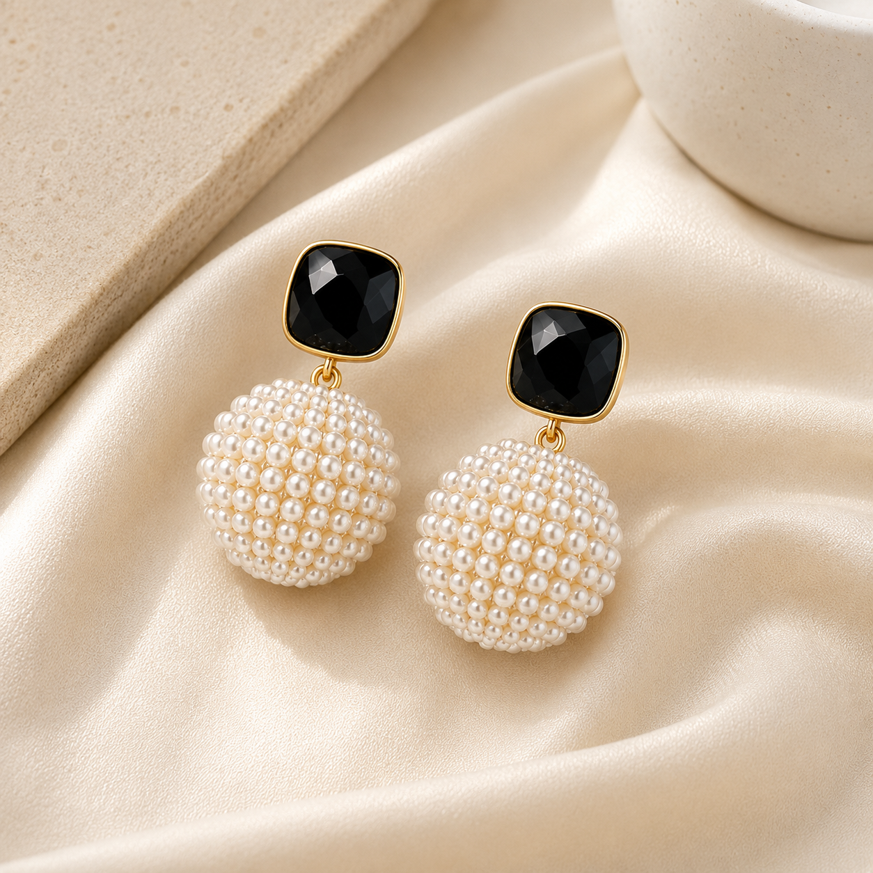 Elegant Pearl Disc Drop Gold-Plated Earrings for Women
