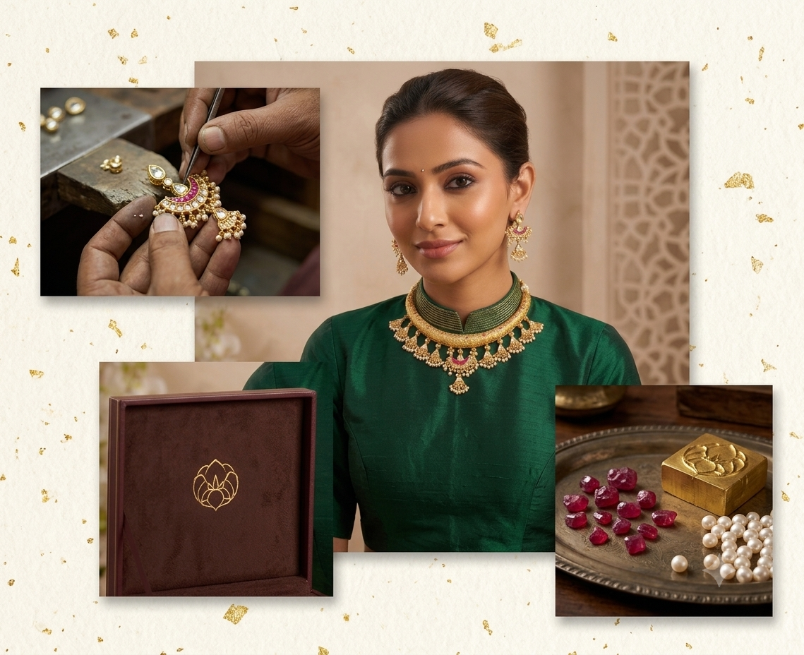 Women's Traditional Gold Plated Kundan Choker Necklace Set with Matching Earrings | Pink Stone & Floral Bridal Jewelry