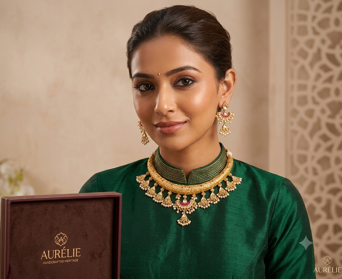 Women's Traditional Gold Plated Kundan Choker Necklace Set with Matching Earrings | Pink Stone & Floral Bridal Jewelry