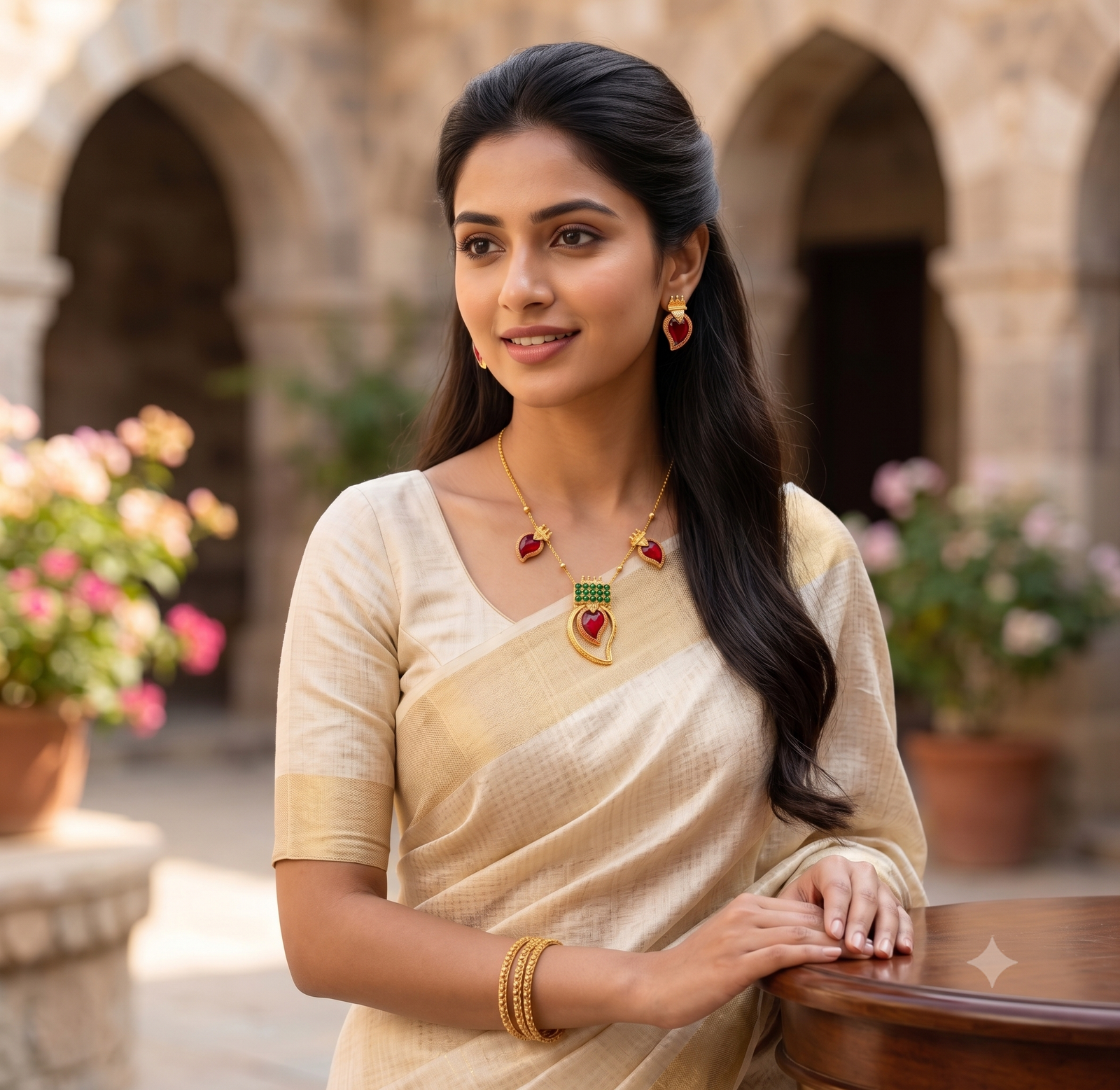 Women's Elegant Red Heart Pendant Necklace Set with Matching Stud Earrings | Gold Plated Minimalist Fashion Jewelry