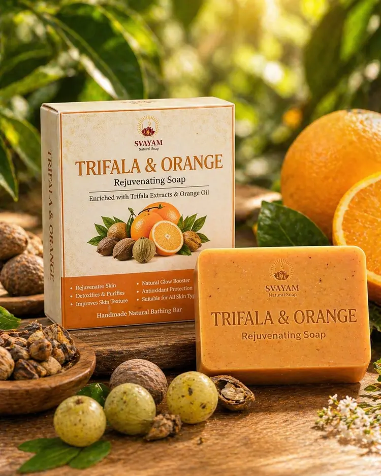 SVAYAM Trifala & Orange Rejuvenating Soap | Ayurvedic Handmade Natural Bathing Bar